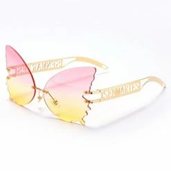 Kinky Cloth Butterfly Rimless Oversized Sunglasses