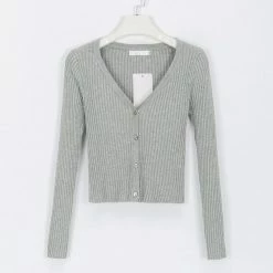Kinky Cloth Top & Tees Button Knitted Crop Top Cardigan
