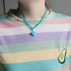 Kinky Cloth Jewelry Candy Color Heart Pendant Necklace