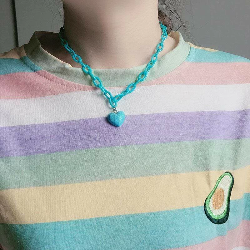 Kinky Cloth Jewelry Candy Color Heart Pendant Necklace 2 Kinky Cloth Jewelry Candy Color Heart Pendant Necklace