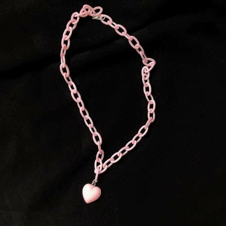 Kinky Cloth Jewelry Candy Color Heart Pendant Necklace 5 Kinky Cloth Jewelry Candy Color Heart Pendant Necklace