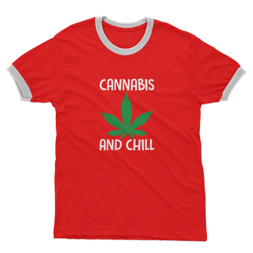 Alloverprint.it Cannabis And Chill Adult Ringer T-Shirt Stoner 2 Alloverprint.it Cannabis And Chill Adult Ringer T-Shirt Stoner
