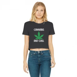 Alloverprint.it Cannabis And Chill Classic Women's Cropped Raw Edge T-Shirt Stoner