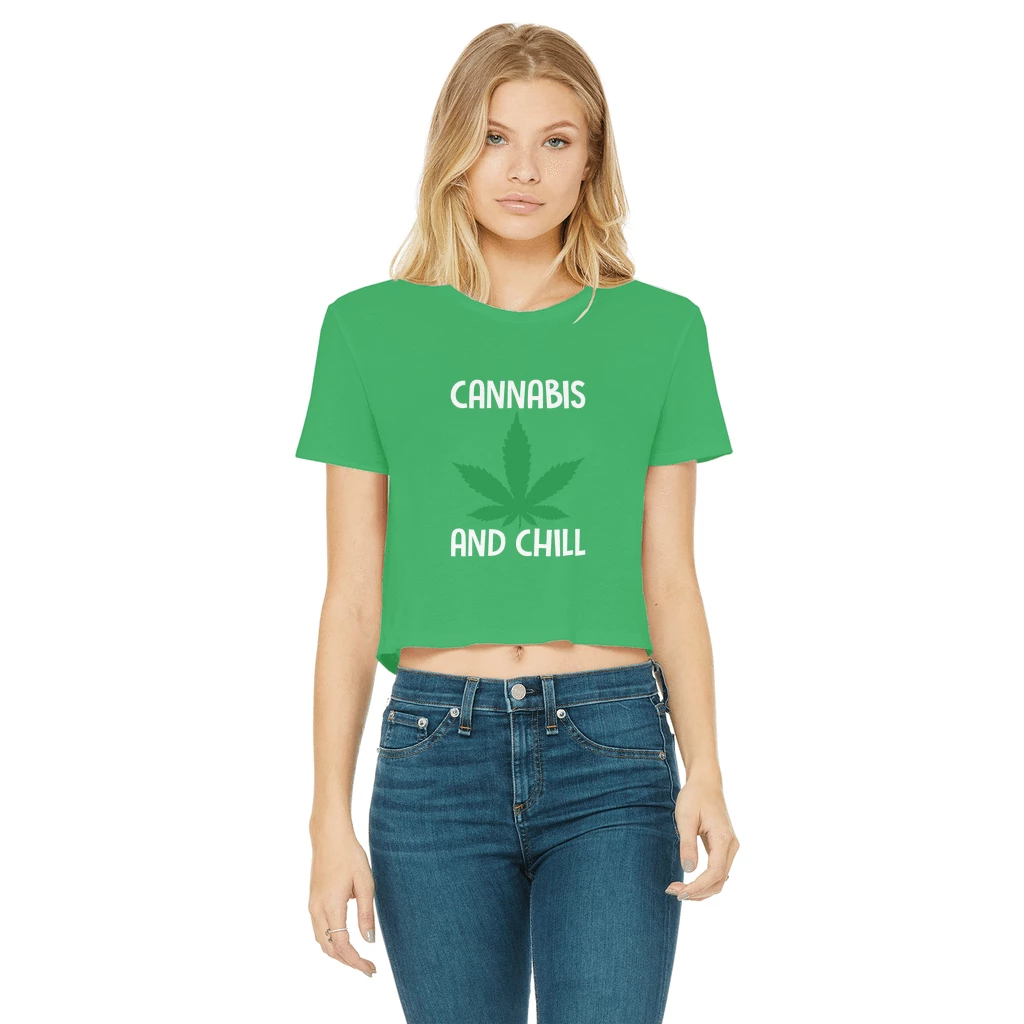 Alloverprint.it Cannabis And Chill Classic Women's Cropped Raw Edge T-Shirt Stoner 9 Alloverprint.it Cannabis And Chill Classic Women's Cropped Raw Edge T-Shirt Stoner