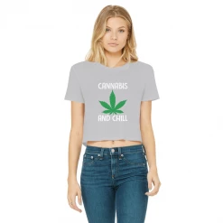 Alloverprint.it Cannabis And Chill Classic Women's Cropped Raw Edge T-Shirt Stoner
