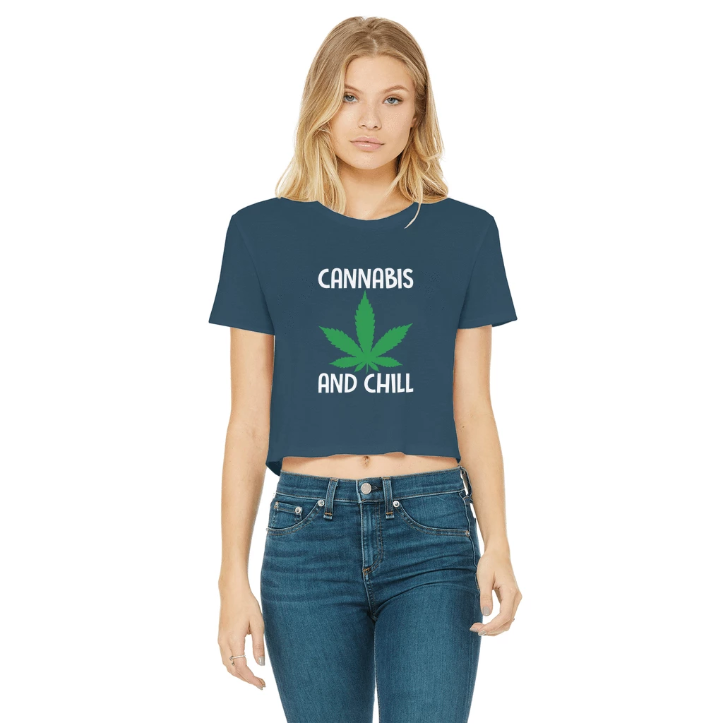 Alloverprint.it Cannabis And Chill Classic Women's Cropped Raw Edge T-Shirt Stoner 4 Alloverprint.it Cannabis And Chill Classic Women's Cropped Raw Edge T-Shirt Stoner