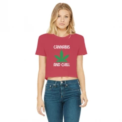 Alloverprint.it Cannabis And Chill Classic Women's Cropped Raw Edge T-Shirt Stoner 18 Alloverprint.it Cannabis And Chill Classic Women's Cropped Raw Edge T-Shirt Stoner