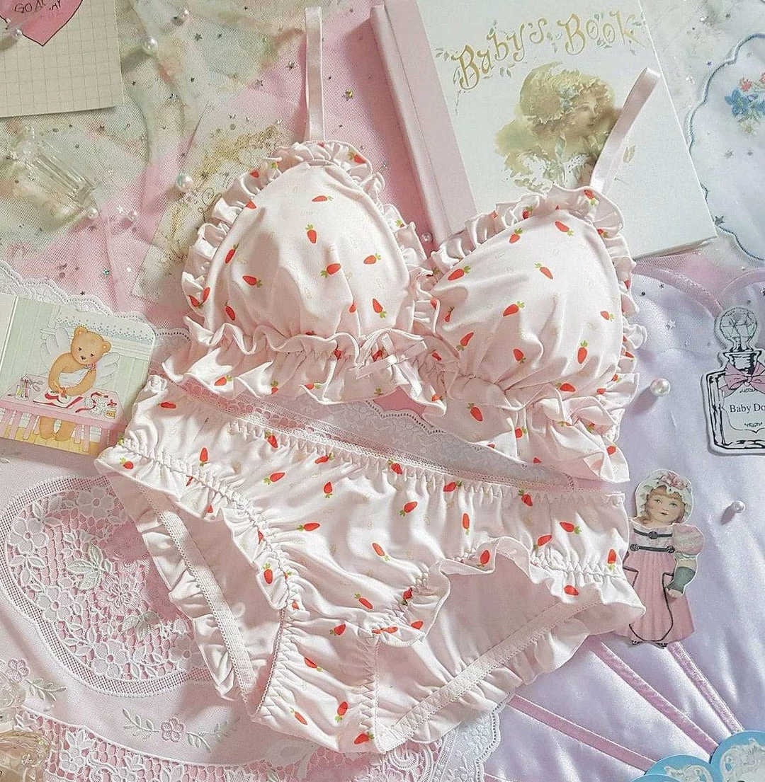 Kinky Cloth Carrot Print Lolita Underwear Set Cosplay 1 Kinky Cloth Carrot Print Lolita Underwear Set Cosplay