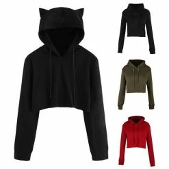 Kinky Cloth Kittens Cat Ear Crop Top Hoodie