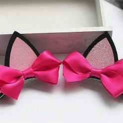 Kinky Cloth Cat Ears Bow Hair Pin