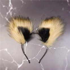 Kinky Cloth Cat Ears Headband And Animal Fox Tail Plug Set Cosplay