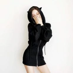 Kinky Cloth Cat Ears Hoodie Dress Goth 7 Kinky Cloth Cat Ears Hoodie Dress Goth