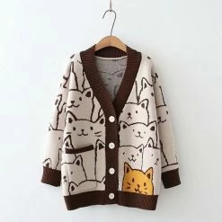 Kinky Cloth Cat Knitted Cardigan Kawaii