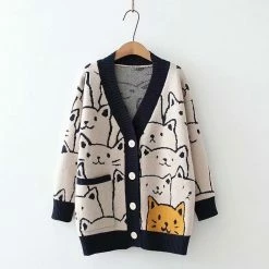 Kinky Cloth Cat Knitted Cardigan Kawaii