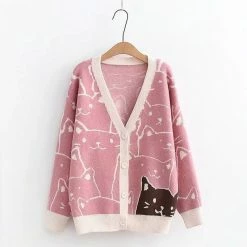 Kinky Cloth Cat Knitted Cardigan Kawaii