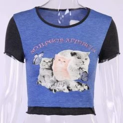 Kinky Cloth Kittens Cat Print Frill Crop Top