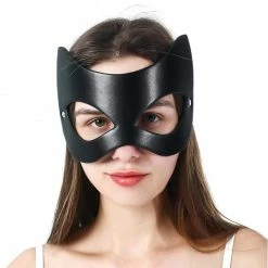 Kinky Cloth Catwoman Half Face Leather Mask