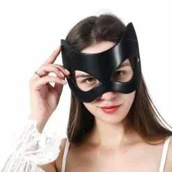 Kinky Cloth Catwoman Half Face Leather Mask