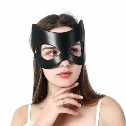 Kinky Cloth Catwoman Half Face Leather Mask