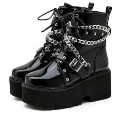 Kinky Cloth On Sale Chain Ankle Buckle Strap Boots