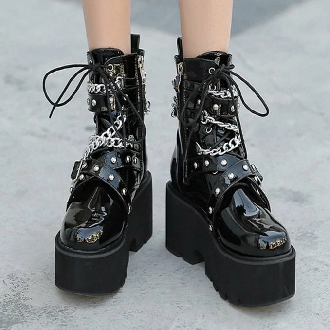 Kinky Cloth On Sale Chain Ankle Buckle Strap Boots 5 Kinky Cloth On Sale Chain Ankle Buckle Strap Boots
