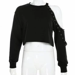 Kinky Cloth Chain Cold Shoulder Crop Top