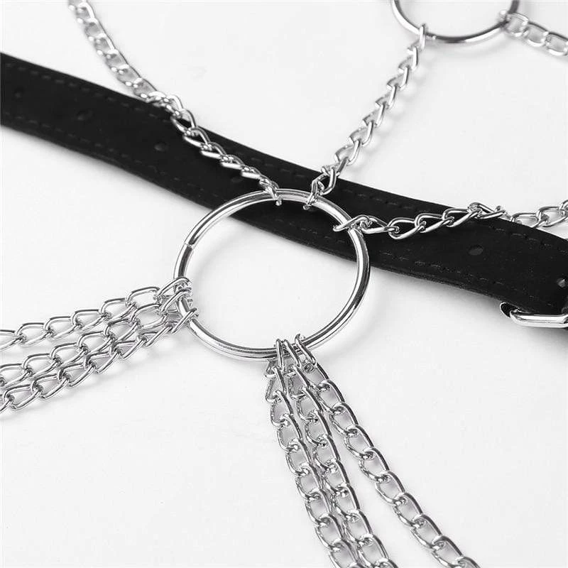 Kinky Cloth Goth Chain Collared Tassle Harness 7 Kinky Cloth Goth Chain Collared Tassle Harness