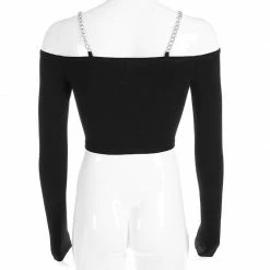 Kinky Cloth Top & Tees Chain Ring Long Sleeve Crop Top