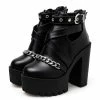 Kinky Cloth Chain Square Heel Ankle Boots