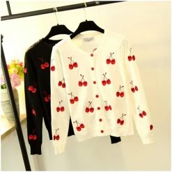 Kinky Cloth Cherry Embroidery Knitted Cardigan 10 Kinky Cloth Cherry Embroidery Knitted Cardigan