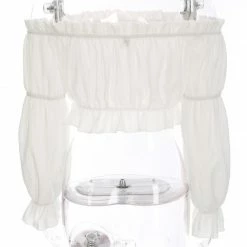 Kinky Cloth Chiffon Off Shoulder Crop Top