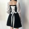 Kinky Cloth Chiffon Flare Sleeve Velvet Dress