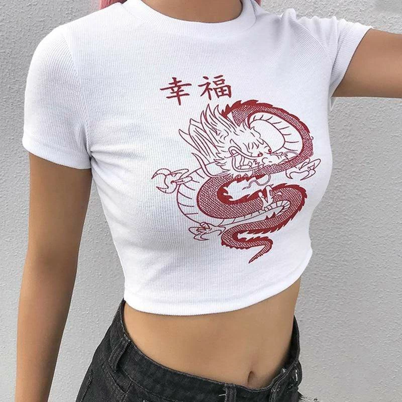 Kinky Cloth Chinese Dragon Crop Top 1 Kinky Cloth Chinese Dragon Crop Top