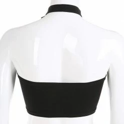 Kinky Cloth Goth Choker Halter Crop Top