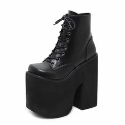 Kinky Cloth Chunky Heel Platform Ankle Boots Cosplay