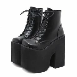 Kinky Cloth Chunky Heel Platform Ankle Boots Cosplay