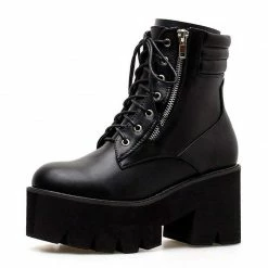Kinky Cloth Chunky Heels Platform Boots