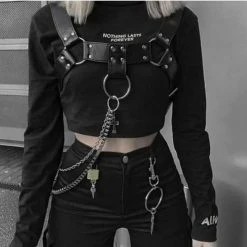 Kinky Cloth Circles Rivets Shoulder Strap Belt Punk
