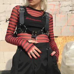 Kinky Cloth Circles Rivets Shoulder Strap Belt Punk