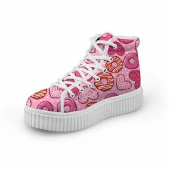 Kinky Cloth Donut Hearts High Top Platform Shoes