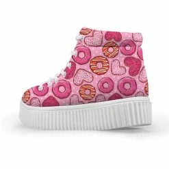 Kinky Cloth Donut Hearts High Top Platform Shoes