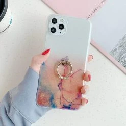 Kinky Cloth Clear Colorful IPhone Case With Ring Holder