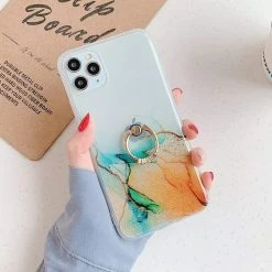 Kinky Cloth Clear Colorful IPhone Case With Ring Holder