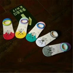 Kinky Cloth Colorful Cat Design Ankle Socks