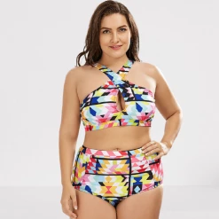 Kinky Cloth Colorful Plus Size High Waist Swimsuit