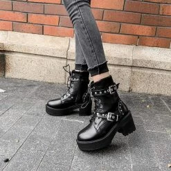 Kinky Cloth Combat Punk Platform Boots