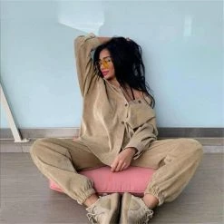 Kinky Cloth Corduroy Pocket Tops And Tracksuits Top & Tees