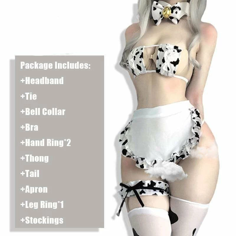 Kinky Cloth Cow Print Maid Cosplay Set 1 Kinky Cloth Cow Print Maid Cosplay Set