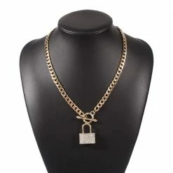 Kinky Cloth Jewelry Creative Metal Lock Diamond Pendant Necklace