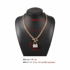Kinky Cloth Jewelry Creative Metal Lock Diamond Pendant Necklace